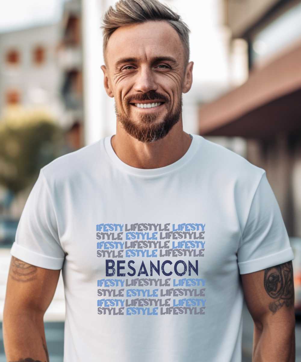 T-Shirt Blanc Besançon lifestyle Pour homme-2