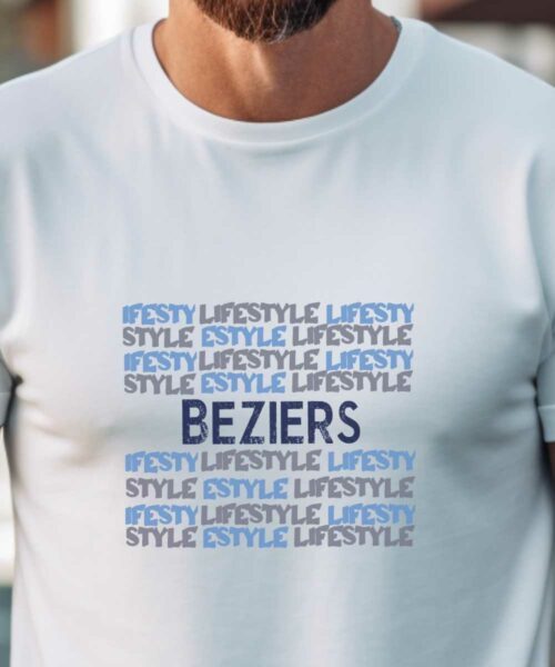 T-Shirt Blanc Béziers lifestyle Pour homme-1