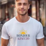 T-Shirt Blanc Bonjour Ajaccio Pour homme-2