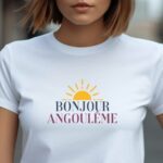 T-Shirt Blanc Bonjour Angoulême Pour femme-1