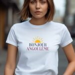 T-Shirt Blanc Bonjour Angoulême Pour femme-2