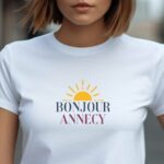 T-Shirt Blanc Bonjour Annecy Pour femme-1