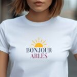 T-Shirt Blanc Bonjour Arles Pour femme-1