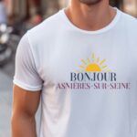 T-Shirt Blanc Bonjour Asnières-sur-Seine Pour homme-1
