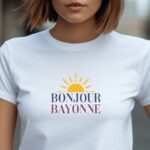 T-Shirt Blanc Bonjour Bayonne Pour femme-1