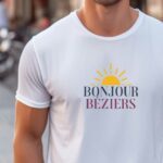 T-Shirt Blanc Bonjour Béziers Pour homme-1