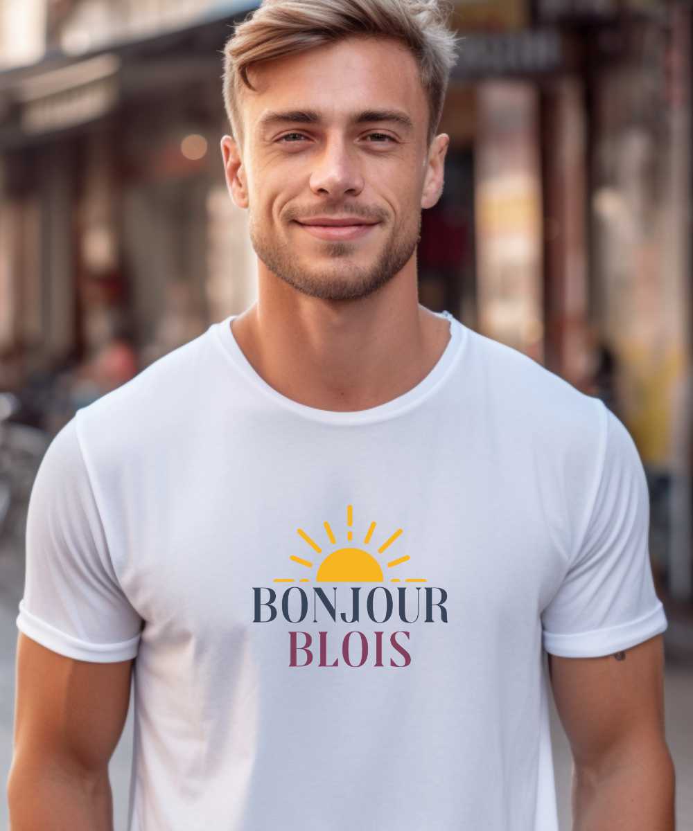 T-Shirt Blanc Bonjour Blois Pour homme-2