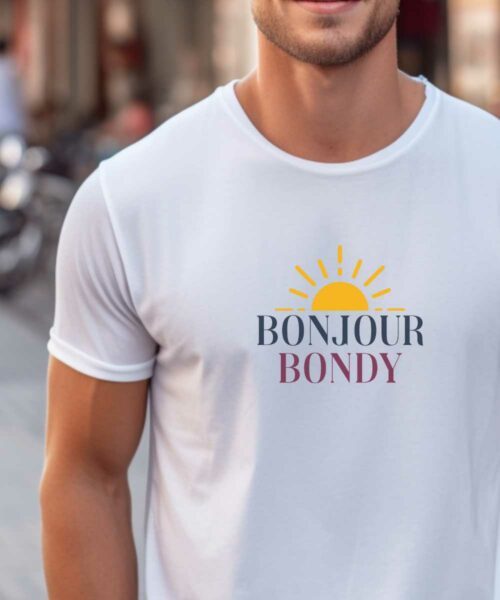 T-Shirt Blanc Bonjour Bondy Pour homme-1