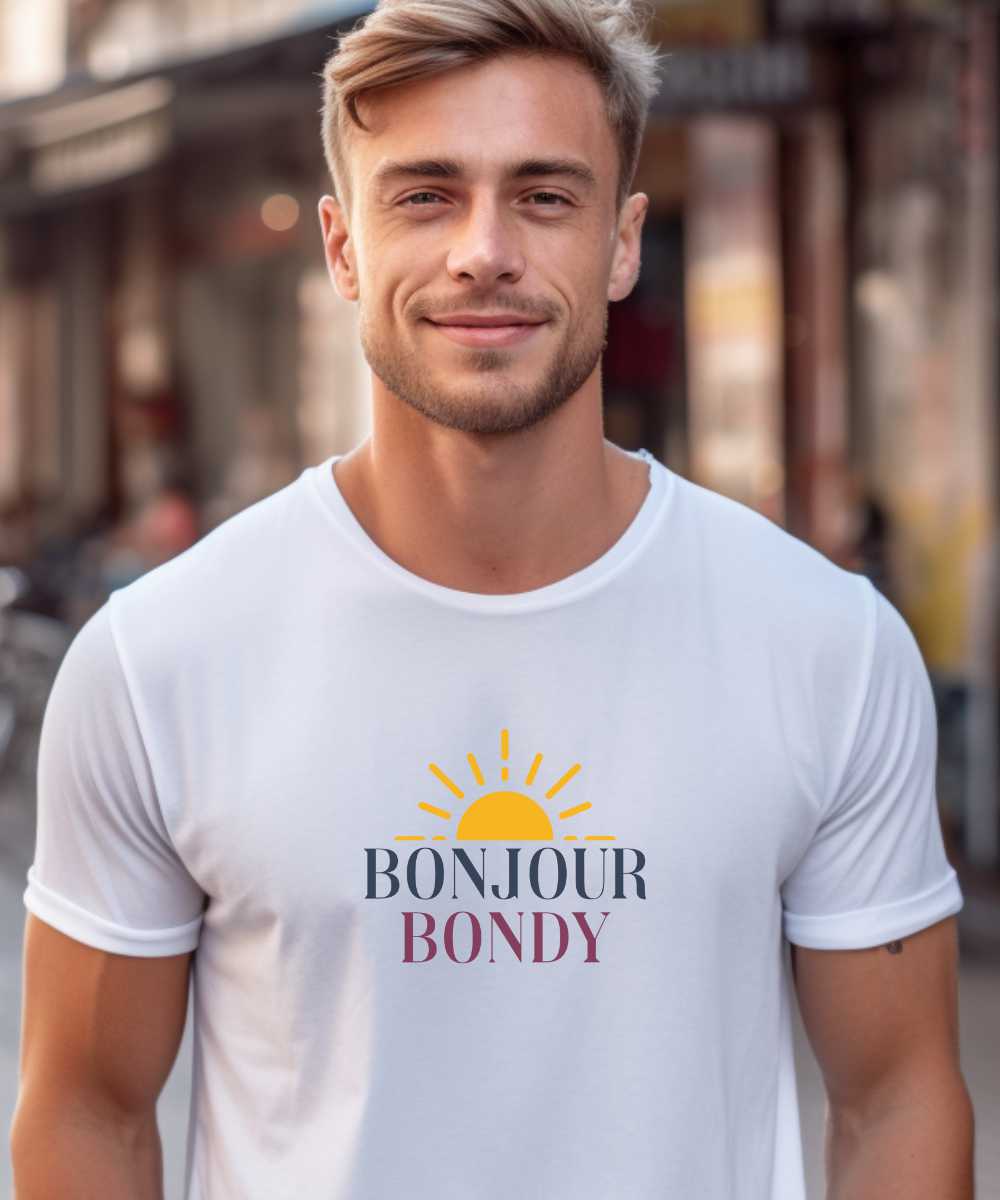 T-Shirt Blanc Bonjour Bondy Pour homme-2