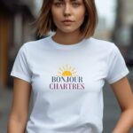 T-Shirt Blanc Bonjour Chartres Pour femme-2