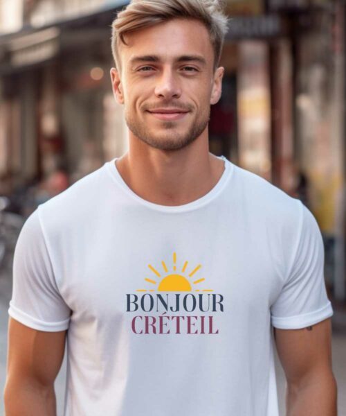 T-Shirt Blanc Bonjour Créteil Pour homme-2