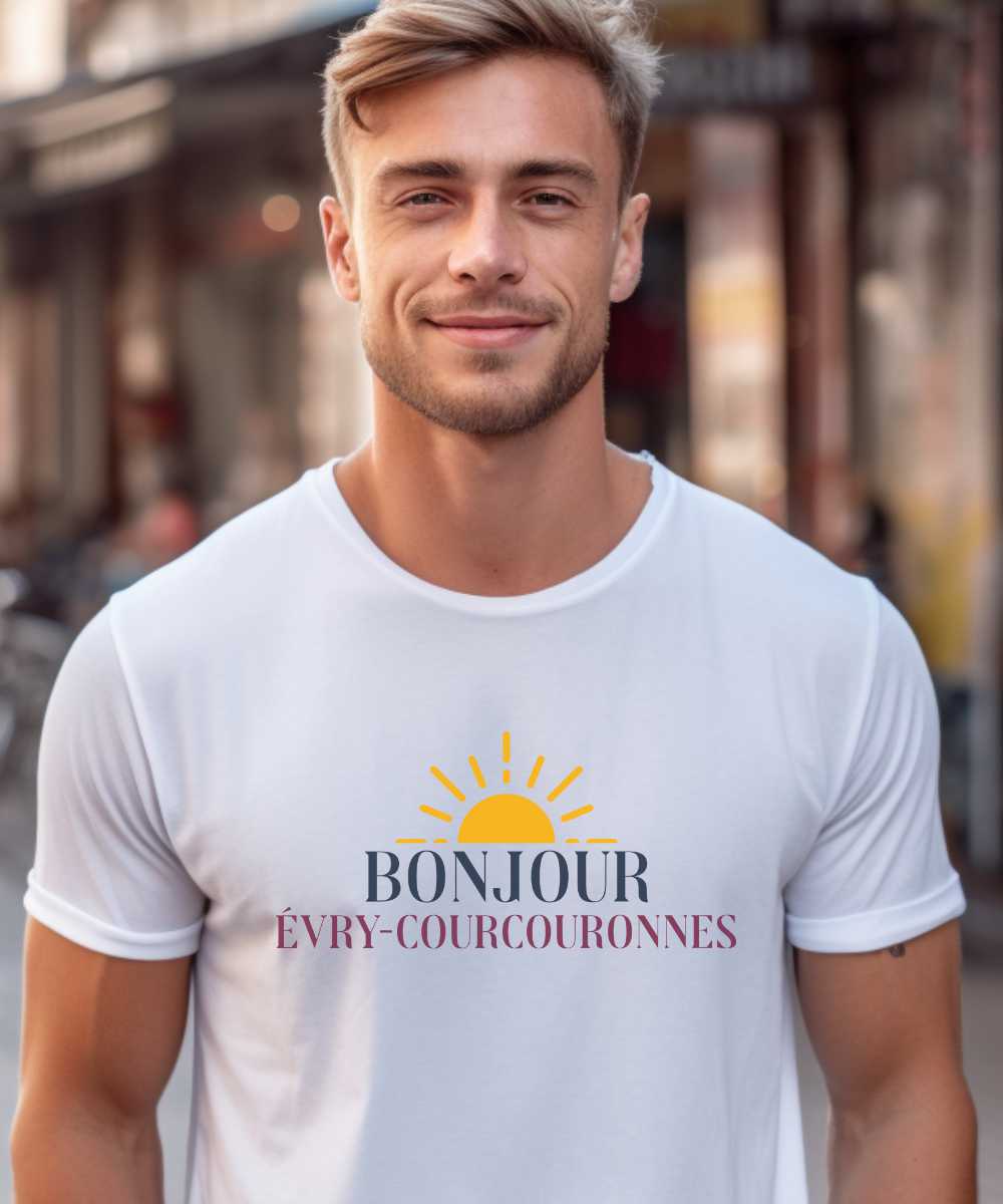 T-Shirt Blanc Bonjour Évry-Courcouronnes Pour homme-2