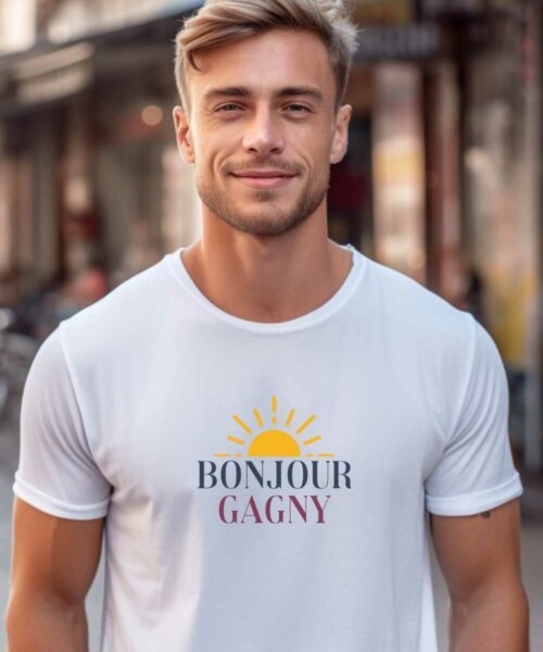 T-Shirt Blanc Bonjour Gagny Pour homme-2