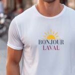 T-Shirt Blanc Bonjour Laval Pour homme-1