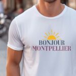 T-Shirt Blanc Bonjour Montpellier Pour homme-1