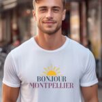 T-Shirt Blanc Bonjour Montpellier Pour homme-2