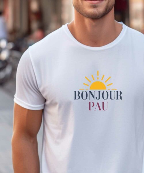 T-Shirt Blanc Bonjour Pau Pour homme-1