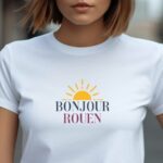 T-Shirt Blanc Bonjour Rouen Pour femme-1