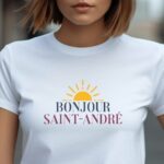 T-Shirt Blanc Bonjour Saint-André Pour femme-1