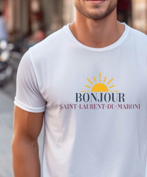 T-Shirt Blanc Bonjour Saint-Laurent-du-Maroni Pour homme-1