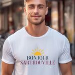 T-Shirt Blanc Bonjour Sartrouville Pour homme-2