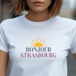 T-Shirt Blanc Bonjour Strasbourg Pour femme-1