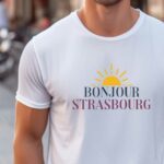 T-Shirt Blanc Bonjour Strasbourg Pour homme-1