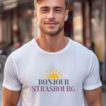 T-Shirt Blanc Bonjour Strasbourg Pour homme-2