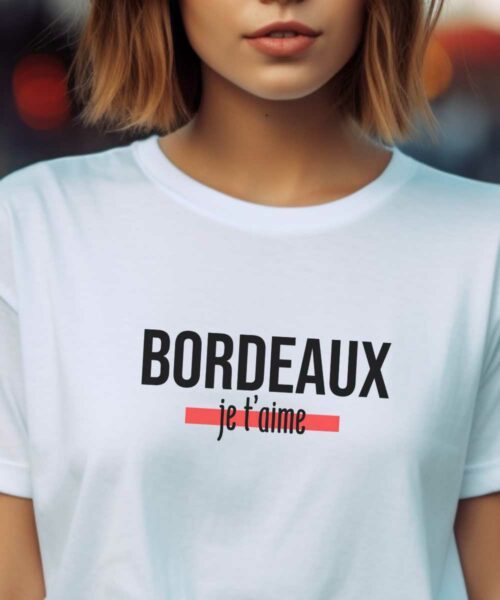T-Shirt Blanc Bordeaux je t'aime Pour femme-2
