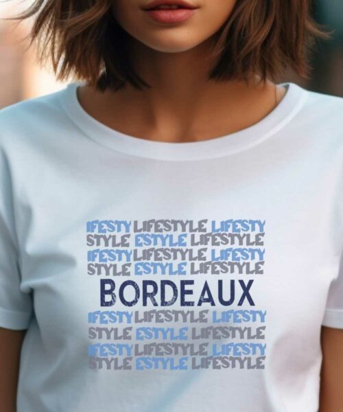 T-Shirt Blanc Bordeaux lifestyle Pour femme-1