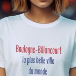 T-Shirt Blanc Boulogne-Billancourt la plus belle ville du monde Pour femme-1