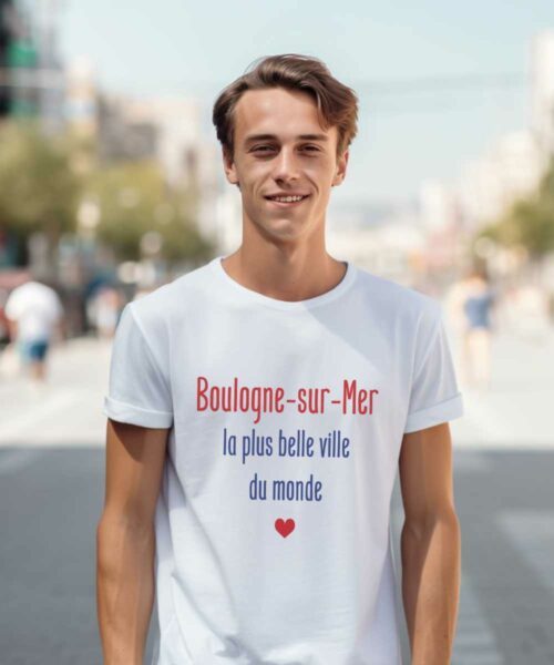 T-Shirt Blanc Boulogne-sur-Mer la plus belle ville du monde Pour homme-2
