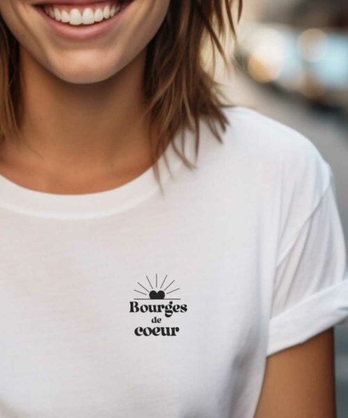 T-Shirt Blanc Bourges de coeur Pour femme-1
