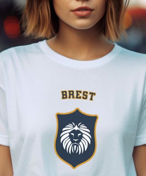 T-Shirt Blanc Brest blason Pour femme-2