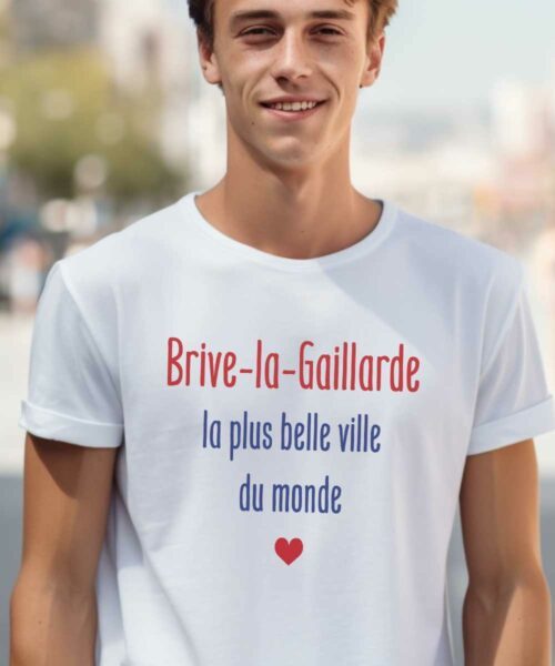 T-Shirt Blanc Brive-la-Gaillarde la plus belle ville du monde Pour homme-1