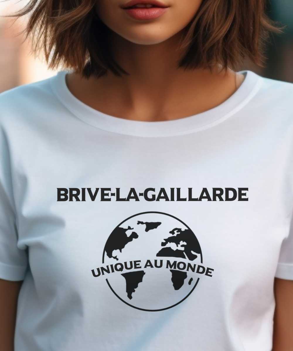 T-Shirt Blanc Brive-la-Gaillarde unique au monde Pour femme-1