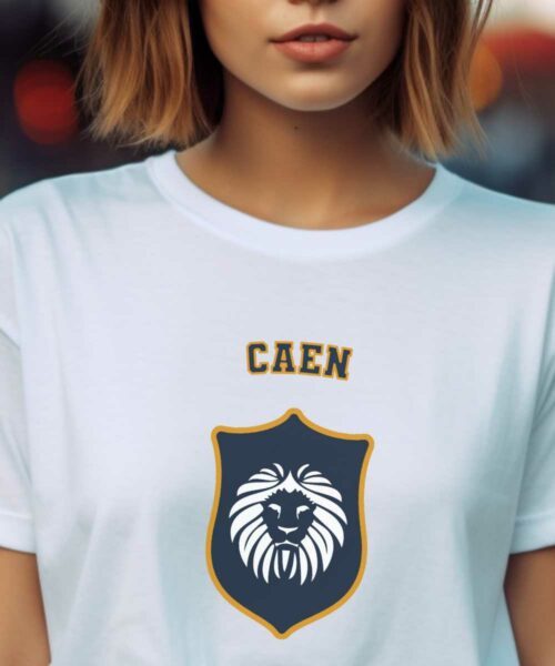 T-Shirt Blanc Caen blason Pour femme-2