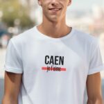 T-Shirt Blanc Caen je t'aime Pour homme-2