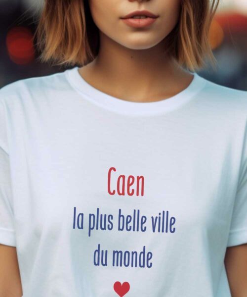 T-Shirt Blanc Caen la plus belle ville du monde Pour femme-1