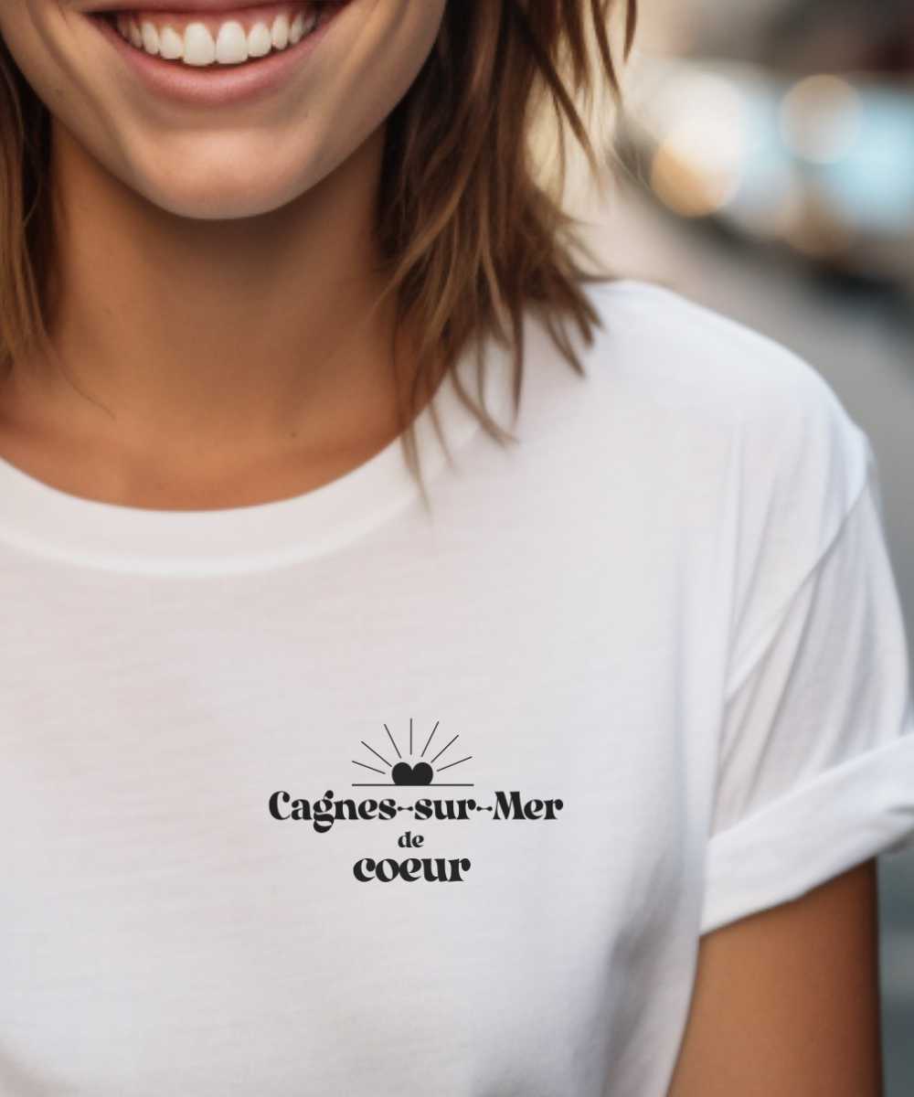 T-Shirt Blanc Cagnes-sur-Mer de coeur Pour femme-1