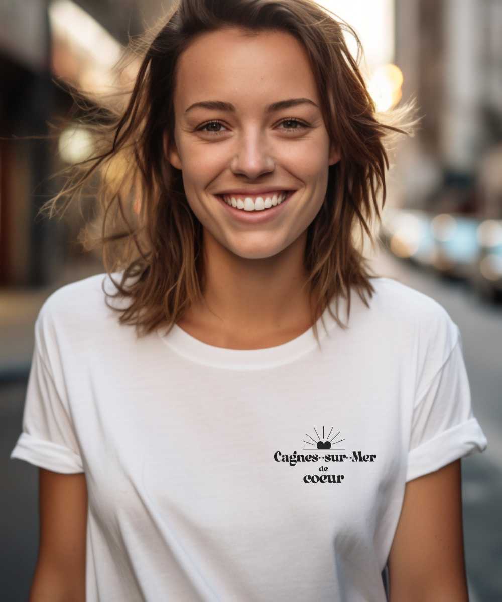 T-Shirt Blanc Cagnes-sur-Mer de coeur Pour femme-2