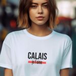T-Shirt Blanc Calais je t'aime Pour femme-1