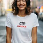 T-Shirt Blanc Cannes c'est la vraie capitale Pour femme-2