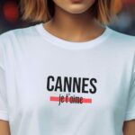 T-Shirt Blanc Cannes je t'aime Pour femme-2