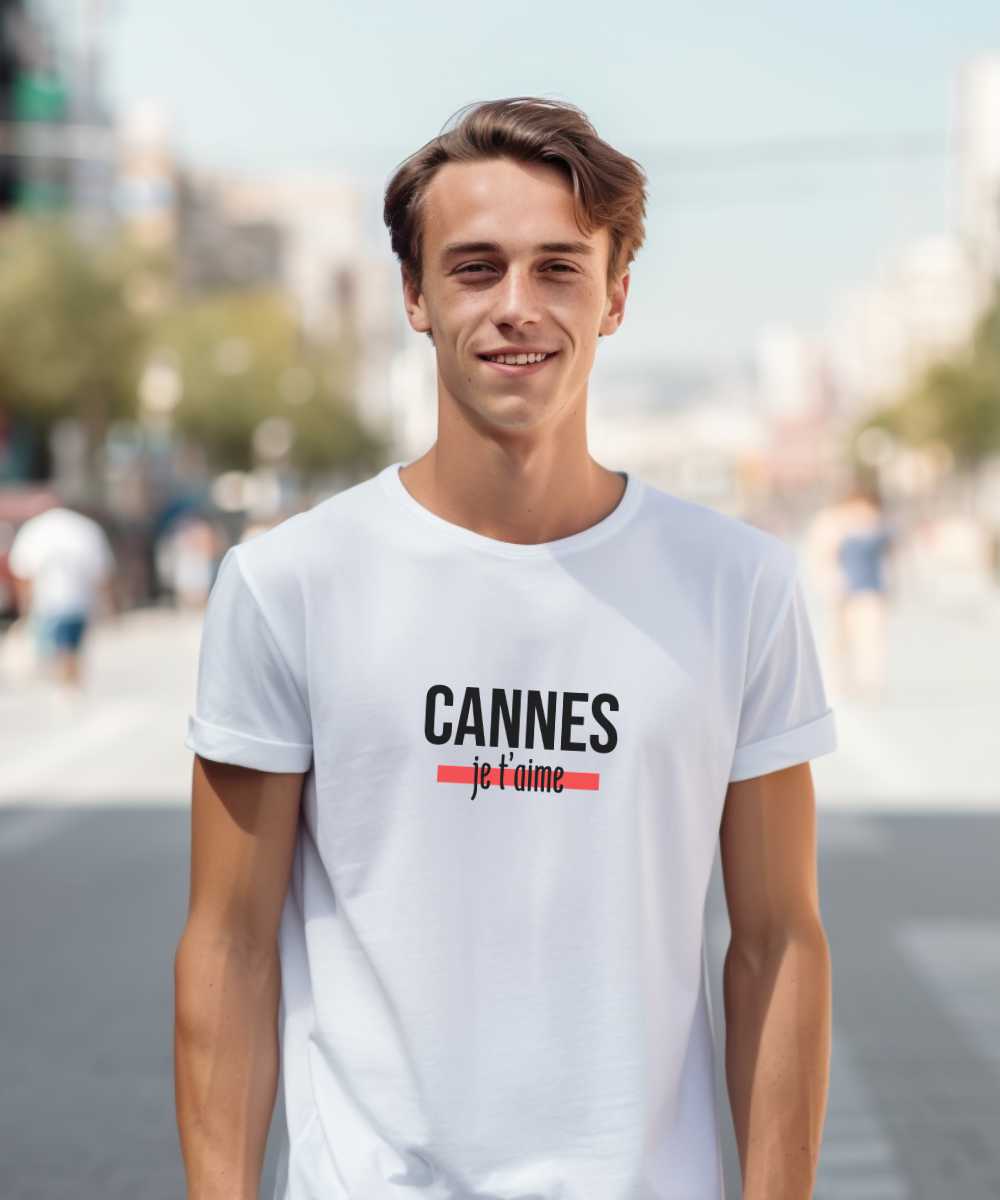 T-Shirt Blanc Cannes je t’aime Pour homme-1