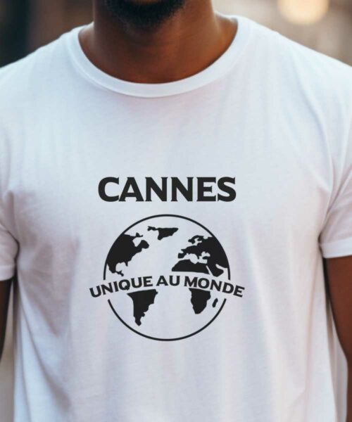 T-Shirt Blanc Cannes unique au monde Pour homme-2