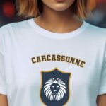 T-Shirt Blanc Carcassonne blason Pour femme-2
