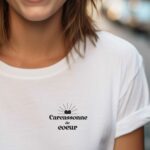 T-Shirt Blanc Carcassonne de coeur Pour femme-1