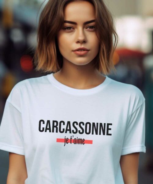 T-Shirt Blanc Carcassonne je t'aime Pour femme-1