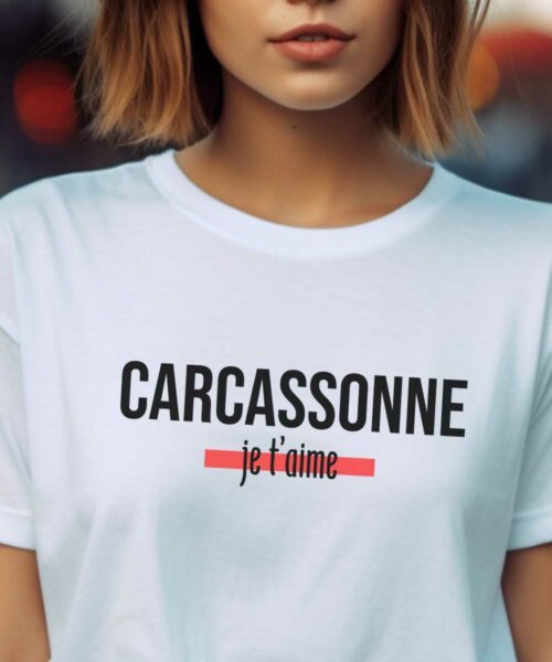 T-Shirt Blanc Carcassonne je t'aime Pour femme-2